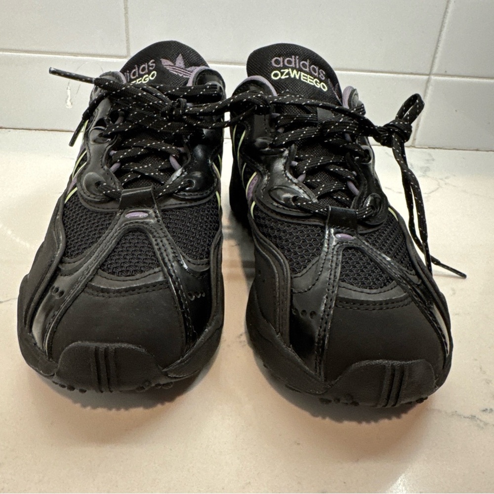 adidas Black Athletic Sneakers with Purple and Lime Accents - Picture 4 of 11